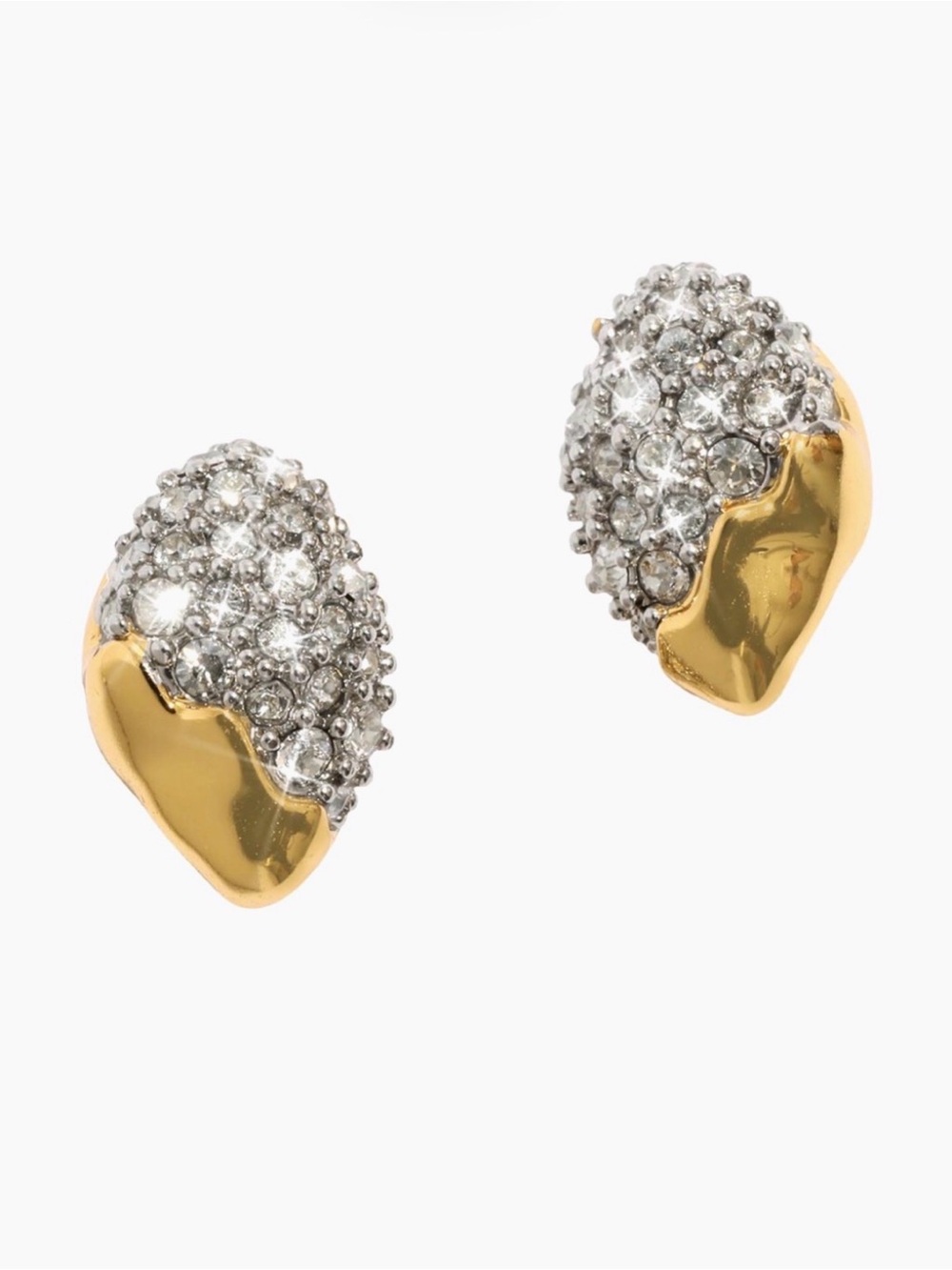 NEW Alexis Bittar Solanales Crystal Pebble Stud Earrings Gold Clear AU20